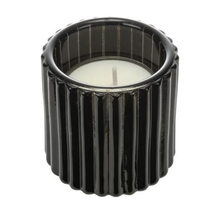 ceilo Black Glass Candle Holder with Clear Base